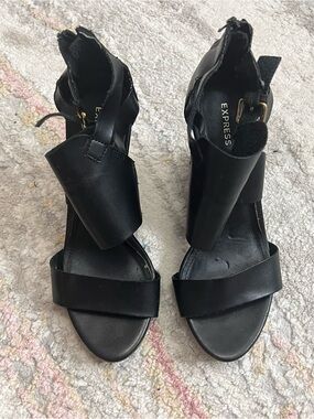 Express Black Women's Open-Toe Ankle-Strap Heels